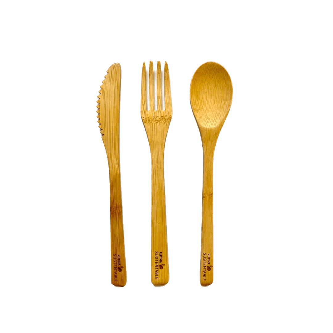 Cubiertos reutilizables de bambú 20 cm1
