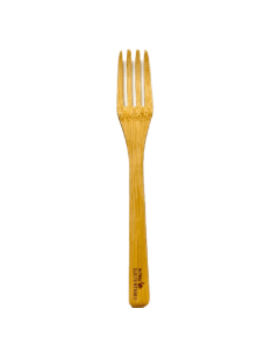 Cubiertos reutilizables de bambú tenedor1