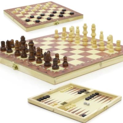 Ajedrez Madera 48x48 3 en 1
