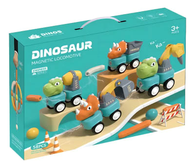 Autitos Dinosaurios Bloques Magneticos 58 Piezas
