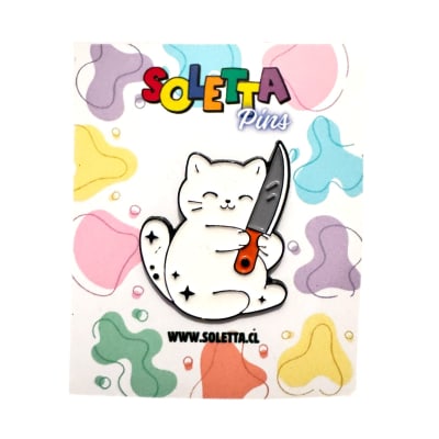 Gato con Navaja Pin Broche