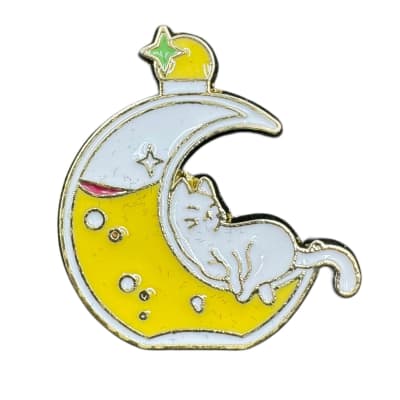 Gato Luna Amarillo Pin Broche