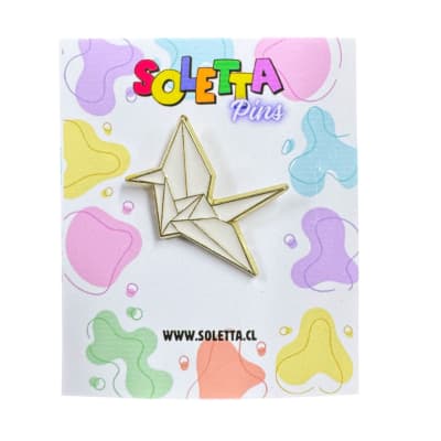 Origami Grulla Blanca Pin Broche