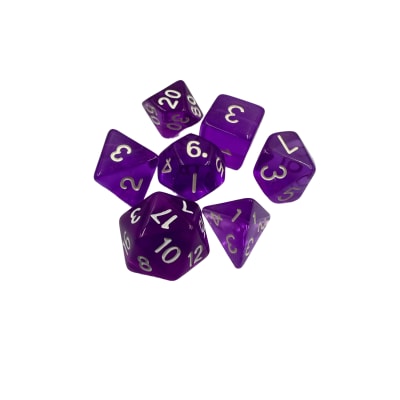 Set 7 Dados Morados Transparentes