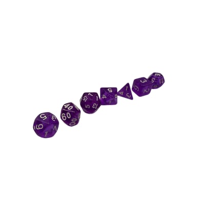 Set 7 Dados Morados Transparentes