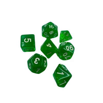 Set 7 dados Verdes Transparentes