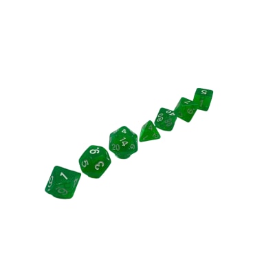 Set 7 dados Verdes Transparentes