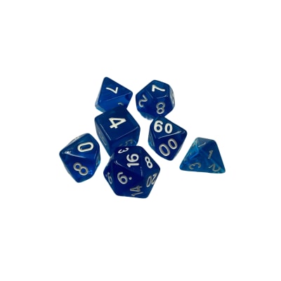 Set 7 Dados Azules Transparentes