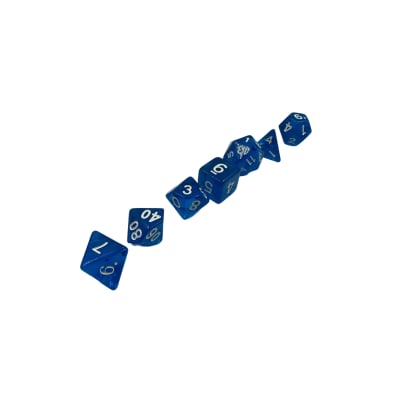 Set 7 Dados Azules Transparentes