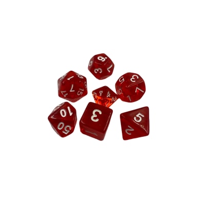 Set 7 Dados Rojos Transparentes