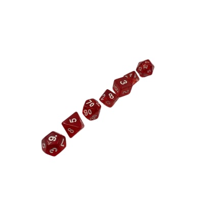 Set 7 Dados Rojos Transparentes