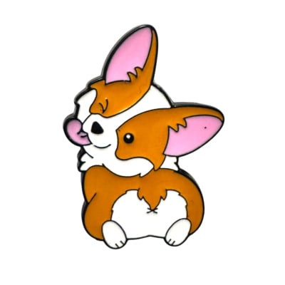 Perrito Corgi con Lengua Afuera Pin Broche