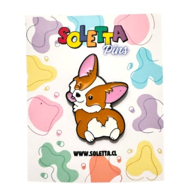 Perrito Corgi con Lengua Afuera Pin Broche