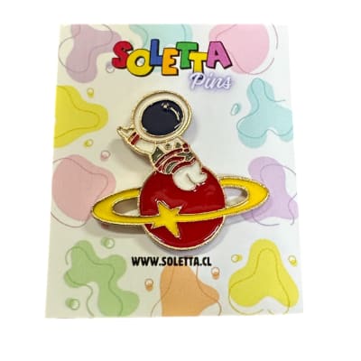 Astronauta En Saturno Pin Prendedor