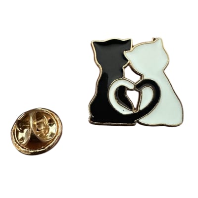 Pareja Gatos Enamorados Pin Prendedor