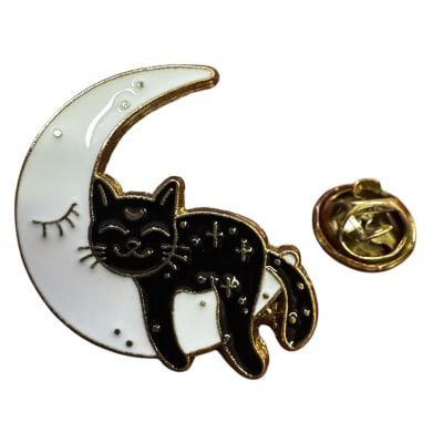 Gato Durmiendo en la Luna Pin Prendedor