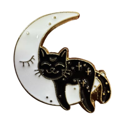 Gato Durmiendo en la Luna Pin Prendedor
