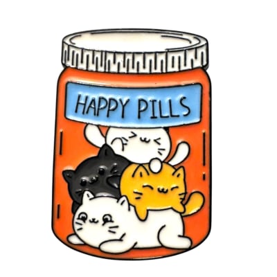 Happy Pills Gatos Pin Broche