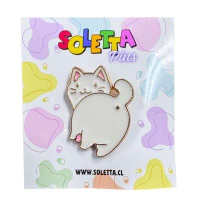 Gato Blanco Mirando Atrás Pin Broche