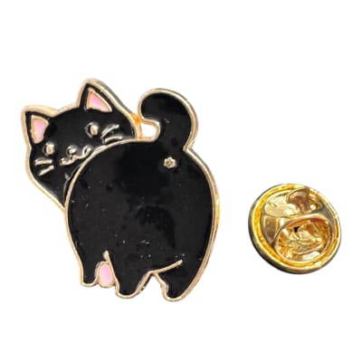 Gato Negro Mirando Atrás Pin Broche