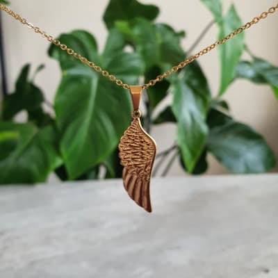 Collar - Ala (acero dorado)1