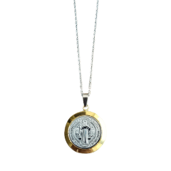 Collar acero - San Benito plateado_dorado