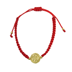 Pulsera Roja Protección - San Benito (medalla de acero)