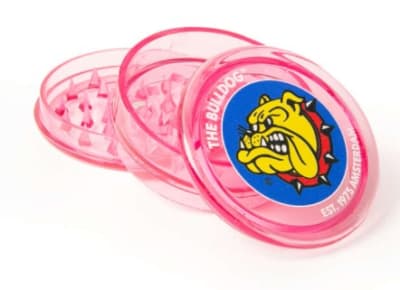 Moledor plastico 2 partes Bulldog rosado1