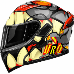CASCO HRO 3400DV BAD BUNNY GRIS MATE NARANJA NEÓN | CASCO ABATIBLE CERTIFICADO DOT