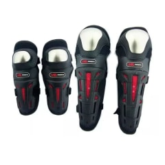 Set Protecciones Rodillera y Codera para Moto Promoto - negro rojo