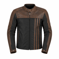 CHAQUETA MIXTA CUERO CORDURA CAFÉ PARA MOTO | PROTECCIÓN, ESTILO Y RESISTENCIA