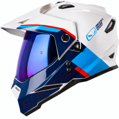 CASCO HRO MX-330DV DOWNHILL AZUL BLANCO | CASCO MULTIPROPÓSITO CERTIFICADO DOT CON DOBLE VISOR