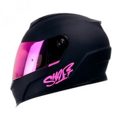 Casco Integral SHAFT 502 Solid Negro Fucsia neón