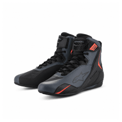 BOTA PARA MOTO ALPINESTARS FASTER 4 NEGRO GRIS ROJO FLÚOR CON PROTECCIÓN DEPORTIVA
