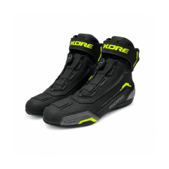BOTA PARA MOTO KORE RAPID CON PROTECCIONES NEGRA Y AMARILLO FLÚOR