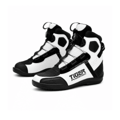 BOTAS URBANAS PARA MOTO TR TIGER R1 BLANCAS Y NEGRAS CON AJUSTE ROTATIVO