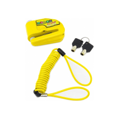 CANDADO PARA DISCO DE MOTO CON ALARMA Y PIOLA DE SEGURIDAD