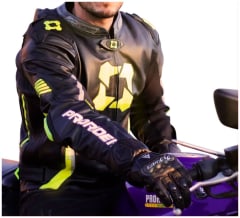chaqueta cuero prorider Unlimited negro amarillo fluor