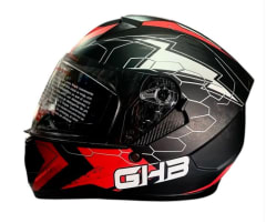 Casco Integral GHB M-67 Negro rojo detalles gris