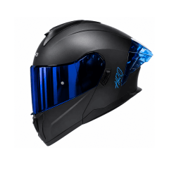 CASCO ABATIBLE HRO 3480DV SOLID CON DOBLE VISOR NEGRO Y AZUL MATE
