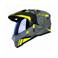 CASCO MUTIPROPOSITO HRO MX-330DV DOWNHILL CON DOBLE VISOR GRIS AMARILO