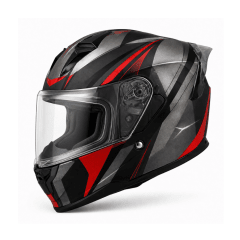 CASCO PARA MOTO INTEGRAL GHB M-67 GRIS ROJO BRILLANTE MICA ESPEJO