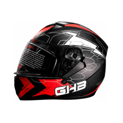 CASCO PARA MOTO INTEGRAL GHB M-67 NEGRO ROJO DETALLES GRIS