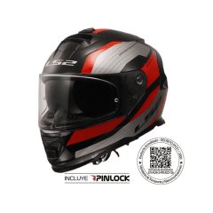 CASCO PARA MOTO INTEGRAL LS2 FF800 STORM II ROCKER SILVER ROJO
