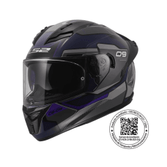 CASCO PARA MOTO LS2 FF806 FUSION CE-09 AZUL GRIS MATE CON VISOR SOLAR