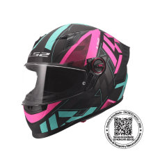 CASCO PARA MOTO LS2 FF816 COSMOS PASKAL NEGRO ROSA MATE