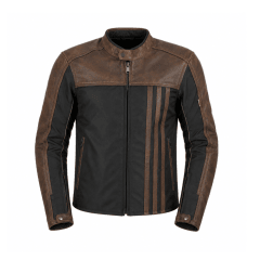 CHAQUETA MIXTA CUERO CORDURA CAFÉ PARA MOTO | PROTECCIÓN, ESTILO Y RESISTENCIA