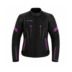 CHAQUETA PARA MOTO DE CORDURA CON DETALLES DE CUERO NEGRA