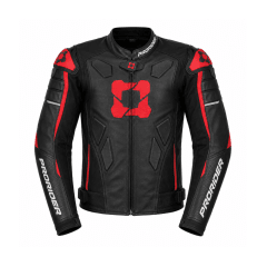 CHAQUETA PRORIDER UNLIMITED V2 CUERO 1,8 MM Y JOROBA  NEGRO ROJO FLÚOR