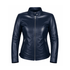 CHAQUETA PARA MOTO CUERO 1,8 MM MUJER AZUL